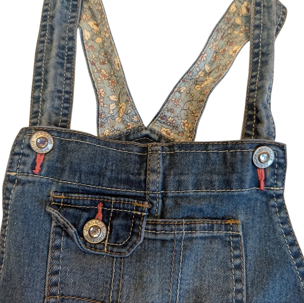 Girls Jordache Overalls Cutoff Raw Hem shorts size XL 14/16 blue jean